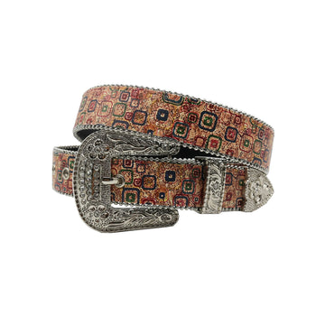Silver Buckle Square Desigen Strap p With Silver Studded Rhinestone Belt