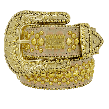 Engrave ved Buckle Gold Strap p Studded Rhinestone Belt