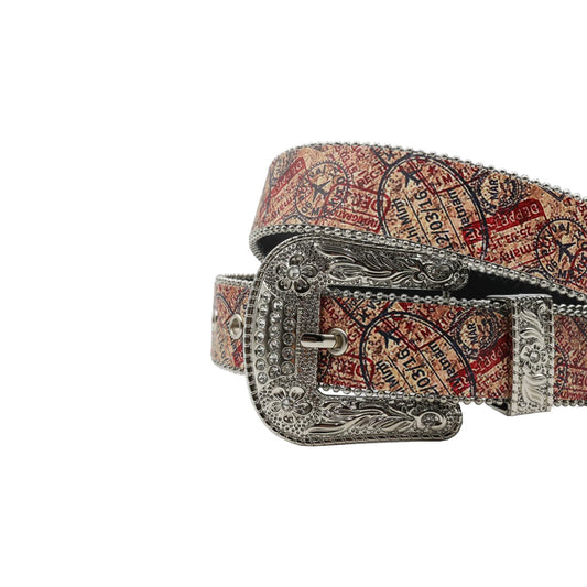 Silver Buckle Unique Strap p With Silver Studdent Rhinestone Belt
