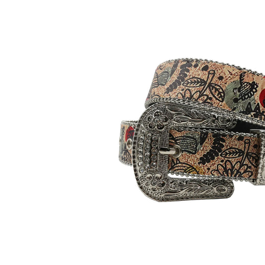 Wide Buckle Stylish Strap p With Silver Studdent Rhinestone Belt