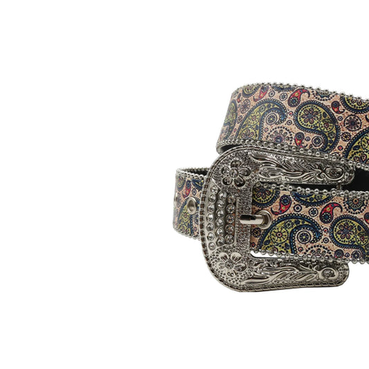Silver buckle Sleek Strap p With Silver Studded Rhinestone Belt