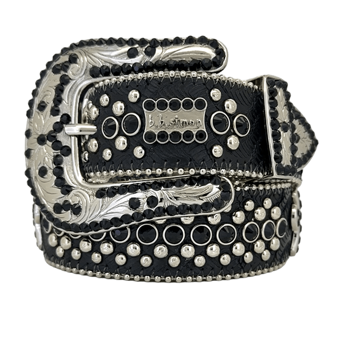 Engrave ved Buckle MRB ven Black Strap p Crystal Studded Rhinestone Belt